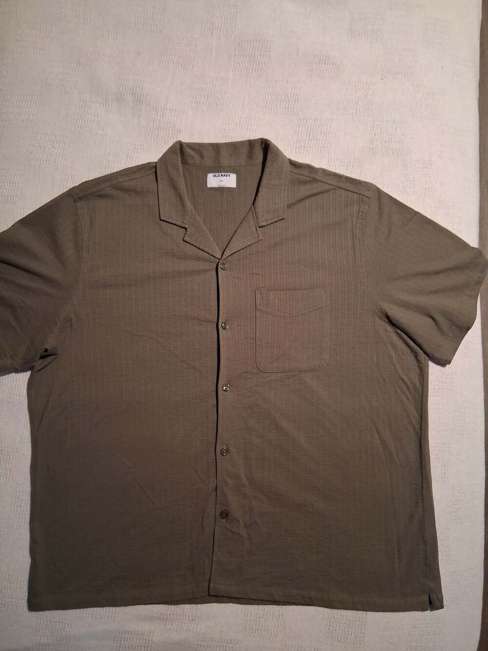 Old Navy Seersucker Cabana Shirt XXL Green Short Sleeve Button Down